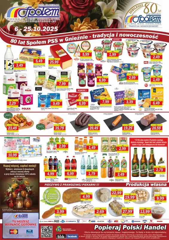 Społem - Blisko i Korzystnie - gazetka promocyjna Plakaty promocyjne PSS Gniezno od poniedziałku 06.10 do soboty 25.10