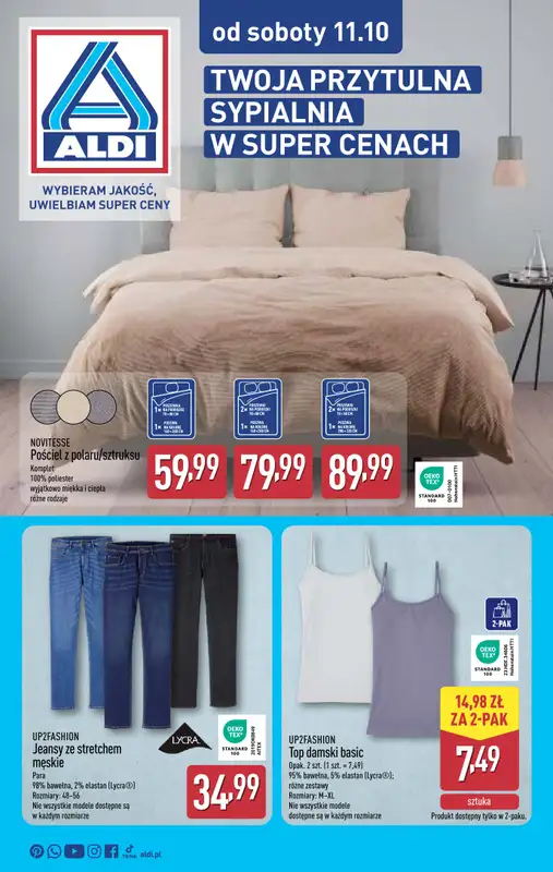 Aldi - gazetka promocyjna Przytulna sypialnia w super cenach!  