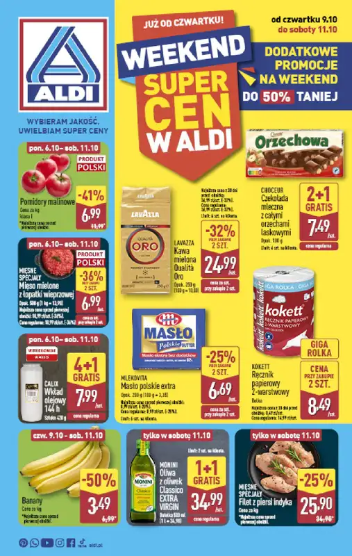 Aldi - gazetka promocyjna Weekend super cen w Aldi! od czwartku 09.10 do soboty 11.10