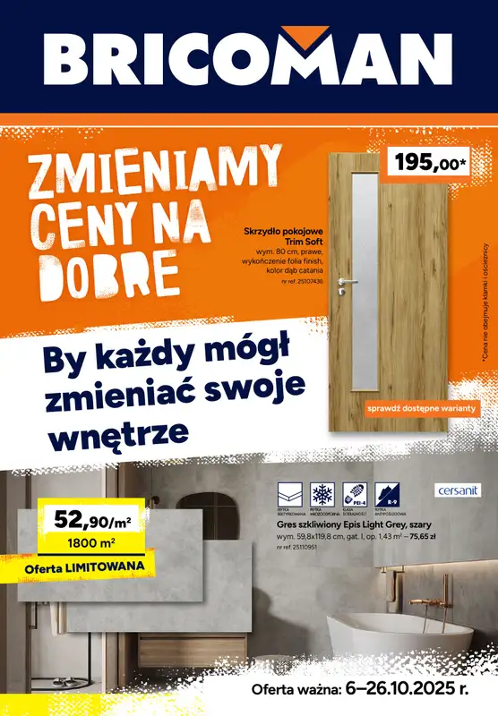 Bricoman - gazetka promocyjna Gazetka od poniedziałku 06.10 do niedzieli 26.10