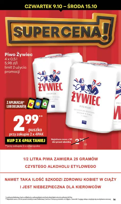 Delikatesy Centrum - gazetka promocyjna Gazetka  do środy 15.10 - strona 14