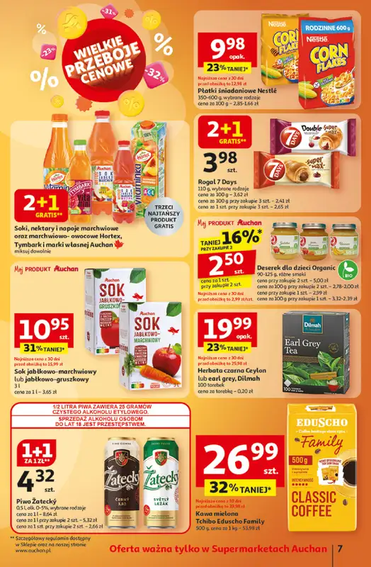 Auchan - gazetka promocyjna Gazetka Wielkie przeboje cenowe Supermarket Auchan  do środy 15.10 - strona 7