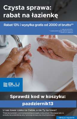 Blu Salony Łazienek - gazetka promocyjna Kod rabatowy od wtorku 07.10 do wtorku 14.10