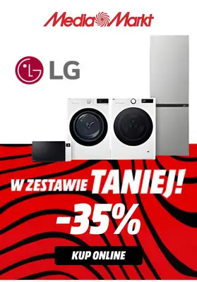 Media Markt - gazetka promocyjna -35% na drugie urządzenie marki LG od wtorku 07.10 do środy 08.10 Media Markt - gazetka promocyjna -35% na drugie urządzenie marki LG od wtorku 07.10 do środy 08.10