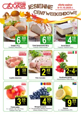 Społem - Blisko i Korzystnie - gazetka promocyjna Plakat promocyjny PSS Kalisz od czwartku 09.10 do soboty 11.10