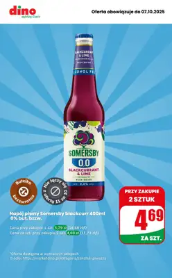 Dino - gazetka promocyjna Napój Piwny Somersby 0% - przy zakupie 2 sztuk taniej! od wtorku 07.10 do wtorku 07.10