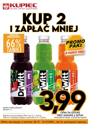 Kupiec - gazetka promocyjna Promopaki od środy 08.10 do wtorku 14.10 - strona 2 Kupiec - gazetka promocyjna Promopaki od środy 08.10 do wtorku 14.10 - strona 2
