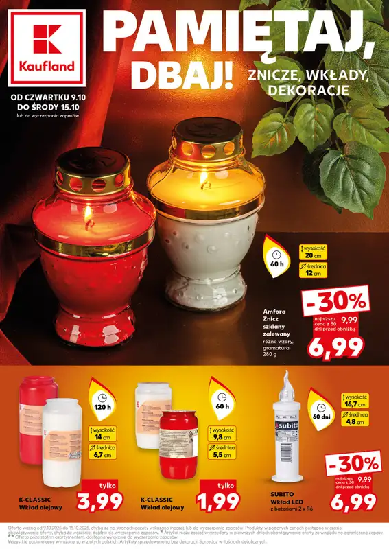 Kaufland - gazetka promocyjna Oferta Kaufland - Znicze od czwartku 09.10 do środy 15.10