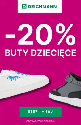 Deichmann - gazetka promocyjna -20% na nieprzecenione buty dziecięce od środy 08.10 do środy 15.10 Deichmann - gazetka promocyjna -20% na nieprzecenione buty dziecięce od środy 08.10 do środy 15.10