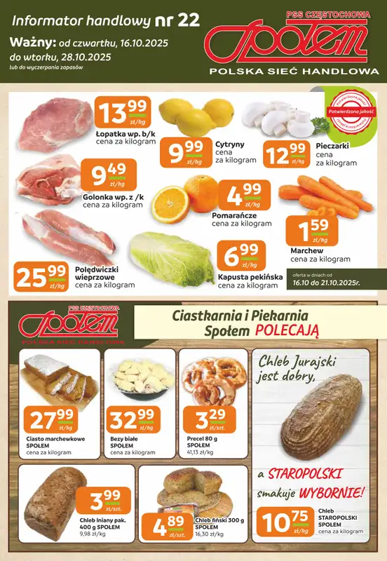 Społem Częstochowa - gazetka promocyjna Gazetka od czwartku 16.10 do wtorku 28.10