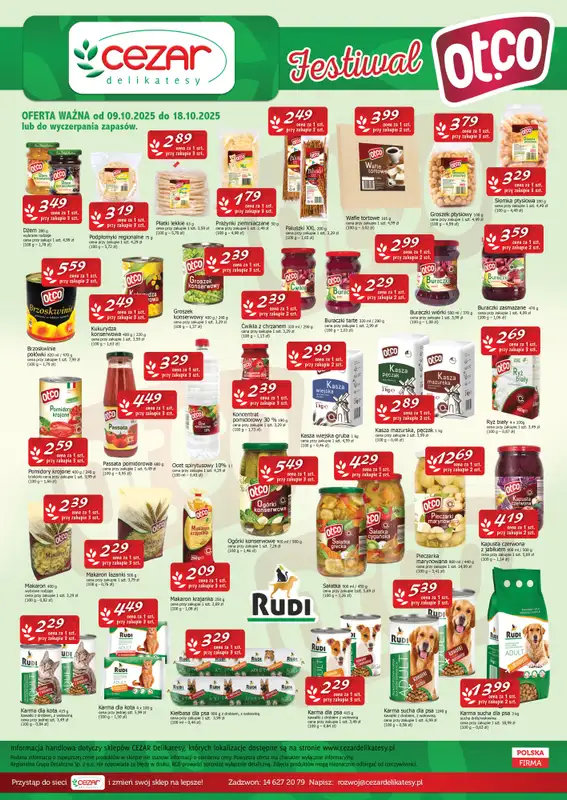 CEZAR Delikatesy - gazetka promocyjna Plakat promocyjny od czwartku 09.10 do soboty 18.10