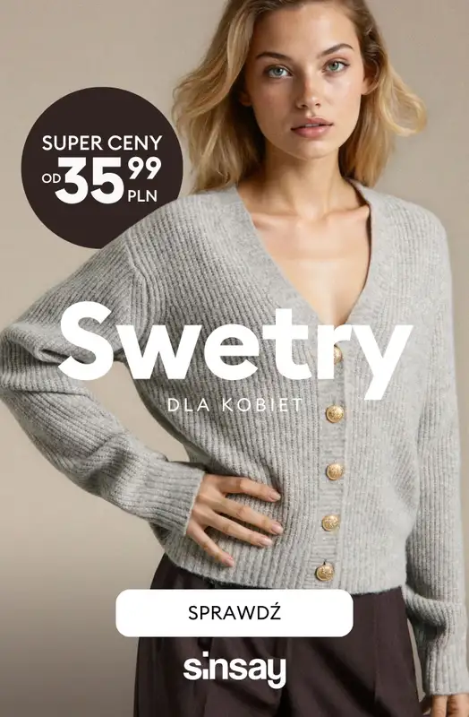 Sinsay - gazetka promocyjna Swetry damskie - już od 35,99 PLN od środy 08.10 do wtorku 14.10