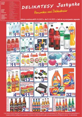 Delikatesy Justynka - gazetka promocyjna Gazetka od czwartku 09.10 do środy 15.10