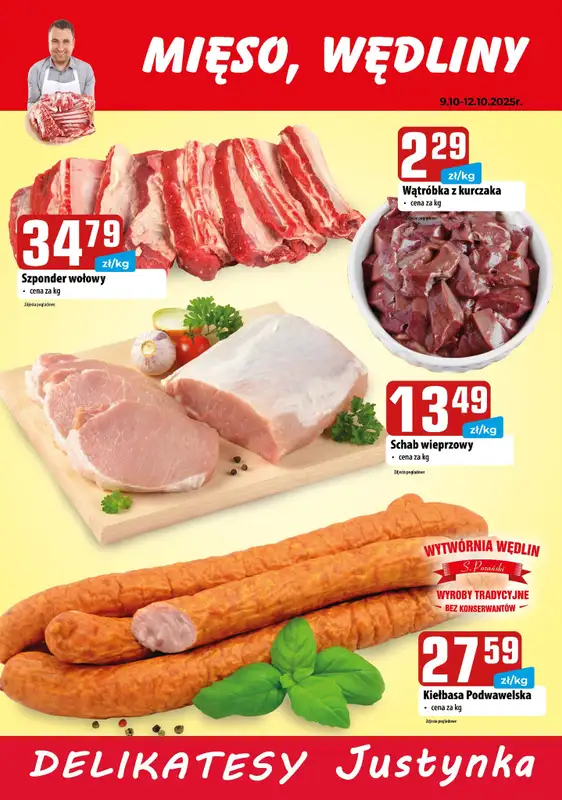 Delikatesy Justynka - gazetka promocyjna Gazetka od czwartku 09.10 do niedzieli 12.10