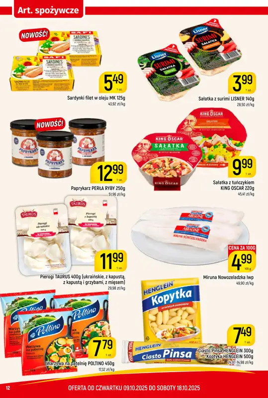 Delikatesy Piotruś Pan - gazetka promocyjna Gazetka od czwartku 09.10 do soboty 18.10 - strona 12