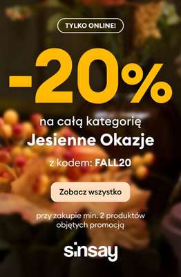 Sinsay - gazetka promocyjna -20% na kategorię JESIENNE OKAZJE od czwartku 09.10 do poniedziałku 13.10