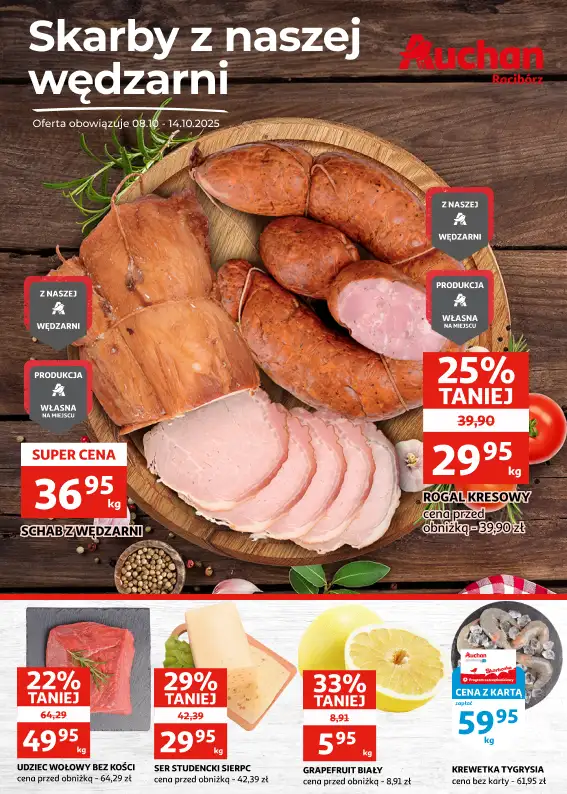 Auchan - gazetka promocyjna Gazetka Racibórz | Skarby z naszej wędzarni od środy 08.10 do wtorku 14.10