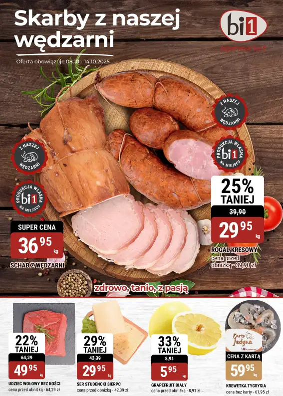 bi1 - gazetka promocyjna Gazetka Białystok, Ełk, Rzeszów, Szczecin | Skarby z naszej wędzarni od środy 08.10 do wtorku 14.10