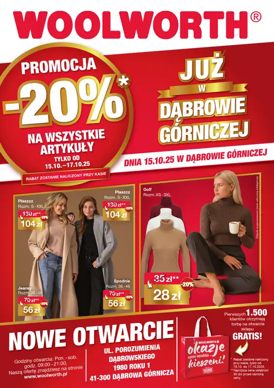 Woolworth - gazetka promocyjna WIELKIE OTWARCIE! DĄBROWA GÓRNICZA, ul.Porozumienia Dąbrowskiego 1980  