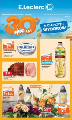 Leclerc - gazetka promocyjna Oferta E.Leclerc I 30 lat najlepszych wyborów od wtorku 14.10 do soboty 25.10 Leclerc - gazetka promocyjna Oferta E.Leclerc I 30 lat najlepszych wyborów od wtorku 14.10 do soboty 25.10