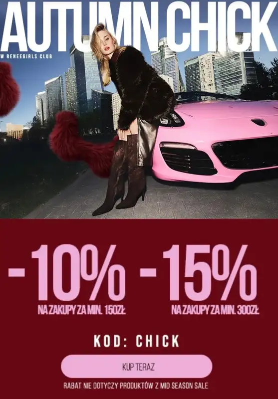Renee - gazetka promocyjna -10% od 150 zł lub -15% od 300 zł w Reneegirls Club od piątku 10.10 do wtorku 14.10