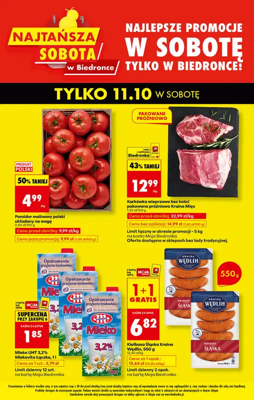 Biedronka - gazetka promocyjna Najtańsza sobota od soboty 11.10 do soboty 11.10