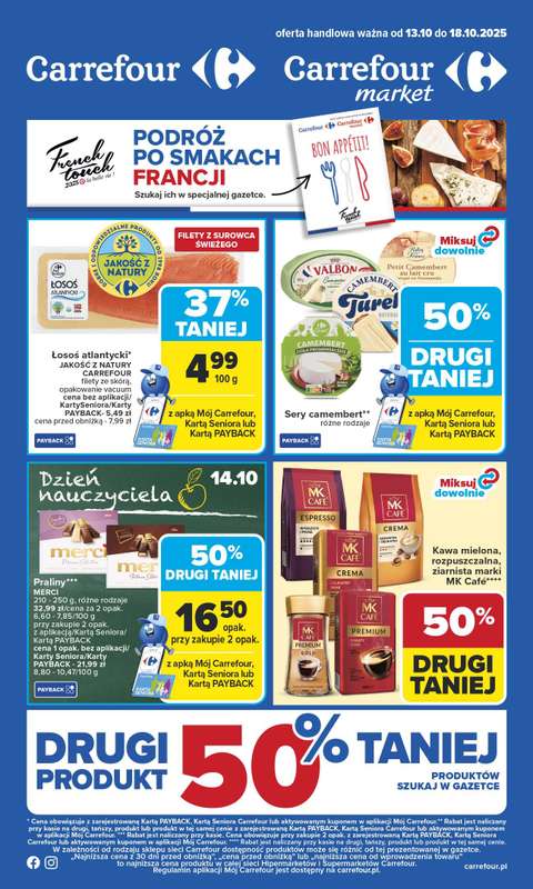Carrefour - gazetka promocyjna Gazetka Carrefour od poniedziałku od poniedziałku 13.10 do soboty 18.10