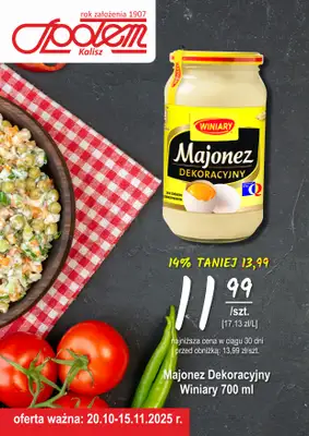 Społem - Blisko i Korzystnie - gazetka promocyjna Plakat promocyjny PSS Kalisz od poniedziałku 20.10 do soboty 15.11