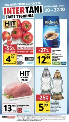 Intermarche - gazetka promocyjna Intertani start tygodnia od poniedziałku 20.10 do środy 22.10
