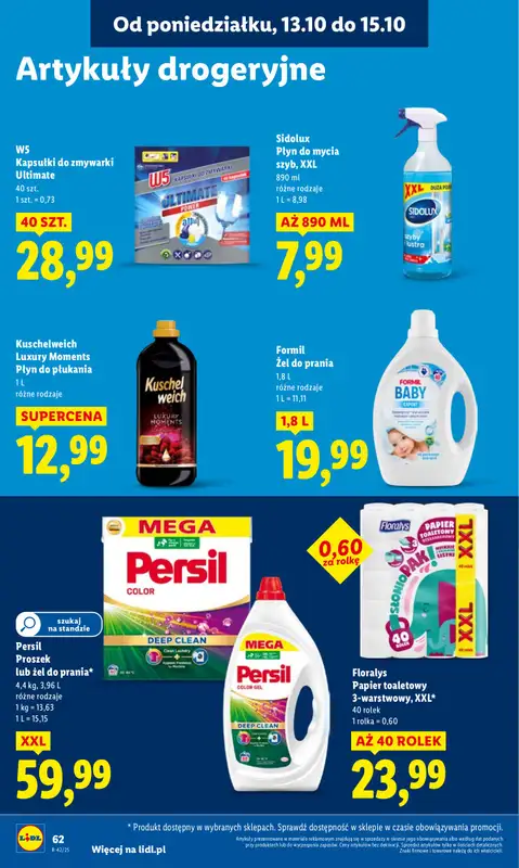 Lidl - gazetka promocyjna Oferta od poniedziałku od poniedziałku 13.10 do środy 15.10 - strona 62