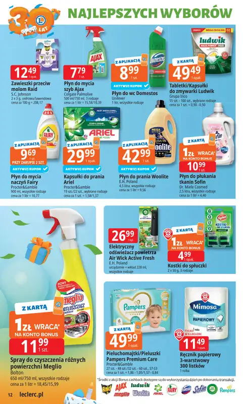 Leclerc - gazetka promocyjna Oferta E.Leclerc I 30 lat najlepszych wyborów od wtorku 14.10 do soboty 25.10 - strona 12