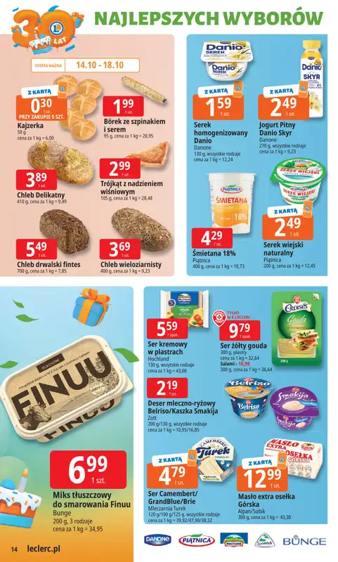 Leclerc - gazetka promocyjna Oferta E.Leclerc I 30 lat najlepszych wyborów od wtorku 14.10 do soboty 25.10 - strona 14