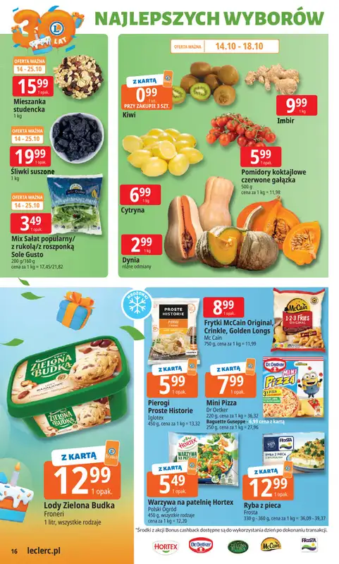 Leclerc - gazetka promocyjna Oferta E.Leclerc I 30 lat najlepszych wyborów od wtorku 14.10 do soboty 25.10 - strona 16