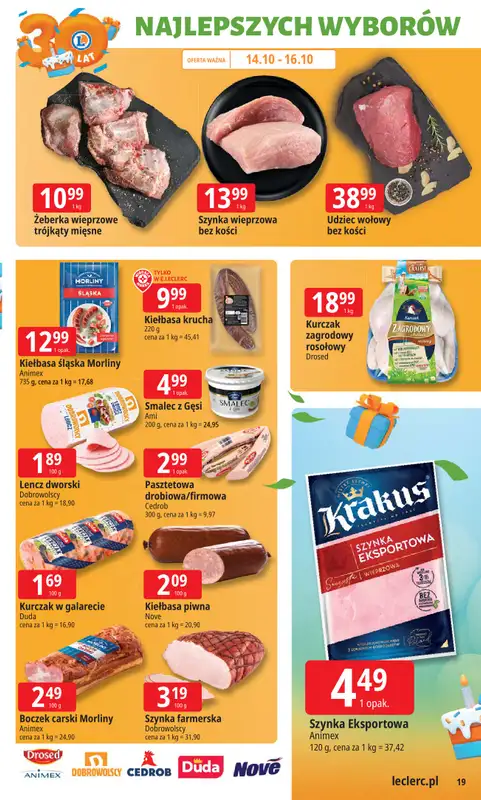 Leclerc - gazetka promocyjna Oferta E.Leclerc I 30 lat najlepszych wyborów od wtorku 14.10 do soboty 25.10 - strona 19