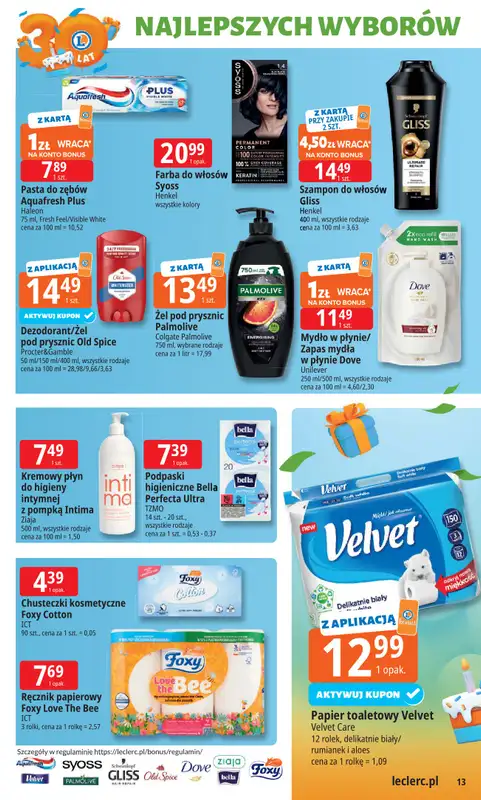 Leclerc - gazetka promocyjna Oferta E.Leclerc I 30 lat najlepszych wyborów od wtorku 14.10 do soboty 25.10 - strona 13