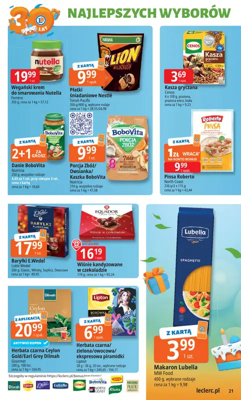 Leclerc - gazetka promocyjna Oferta E.Leclerc I 30 lat najlepszych wyborów od wtorku 14.10 do soboty 25.10 - strona 21