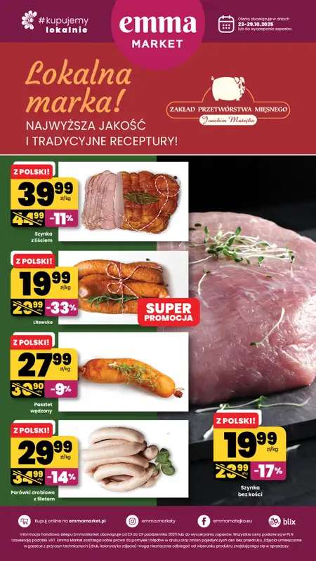 emma MARKET - gazetka promocyjna Plakat promocyjny od czwartku 23.10 do środy 29.10