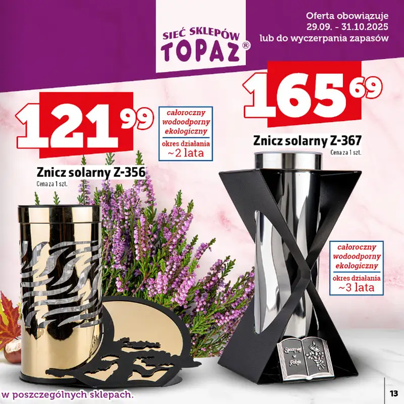 TOPAZ - gazetka promocyjna Katalog Znicze i wkłady od wtorku 14.10 do piątku 31.10 - strona 13