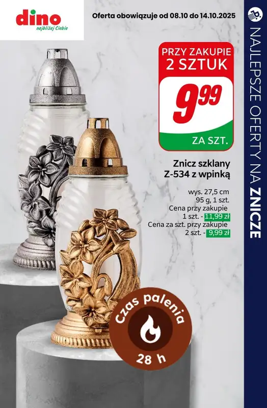 #ZNICZE - gazetka promocyjna Najlepsze oferty na ZNICZE, WKŁADY i KWIATY od soboty 11.10 do piątku 17.10 - strona 10
