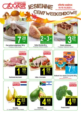 Społem - Blisko i Korzystnie - gazetka promocyjna Plakat promocyjny PSS Kalisz od czwartku 16.10 do soboty 18.10