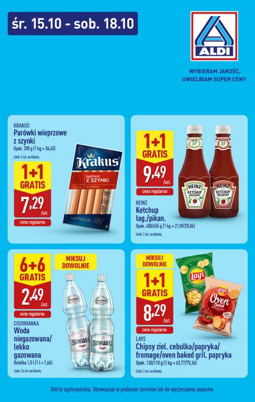 Aldi - gazetka promocyjna Najlepsze promocje w Aldi! od środy 15.10 do soboty 18.10