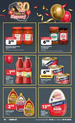 Netto - gazetka promocyjna Gazetka Spożywcza od poniedziałku 13.10 do soboty 18.10 - strona 14