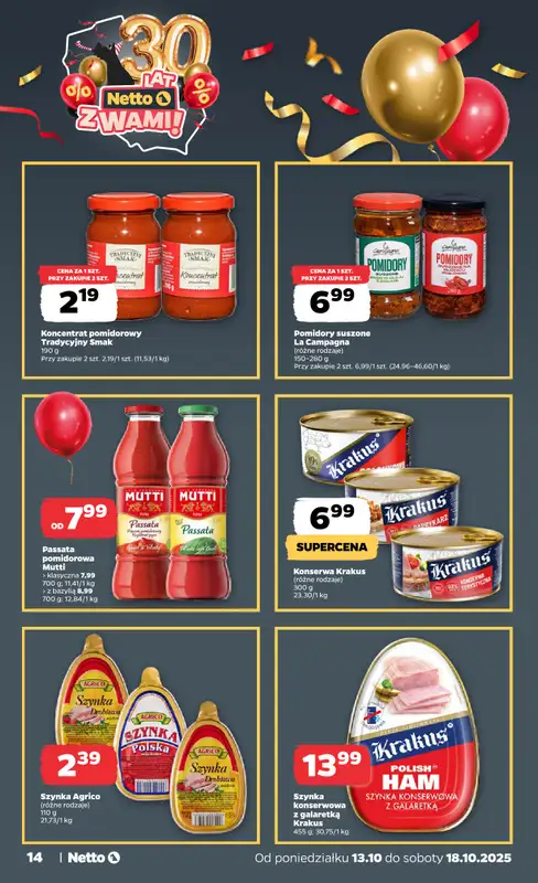 Netto - gazetka promocyjna Gazetka Spożywcza od poniedziałku 13.10 do soboty 18.10 - strona 14