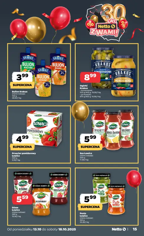 Netto - gazetka promocyjna Gazetka Spożywcza od poniedziałku 13.10 do soboty 18.10 - strona 15