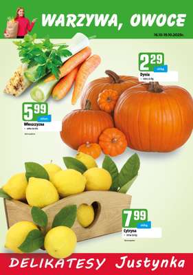 Delikatesy Justynka - gazetka promocyjna Plakaty promocyjne od czwartku 16.10 do niedzieli 19.10