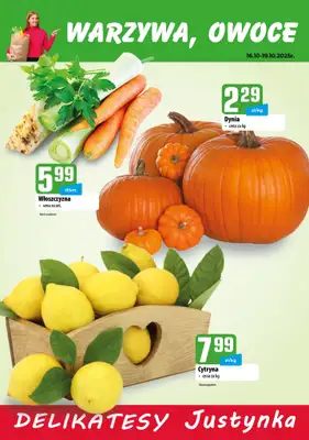 Delikatesy Justynka - gazetka promocyjna Plakaty promocyjne od czwartku 16.10 do niedzieli 19.10