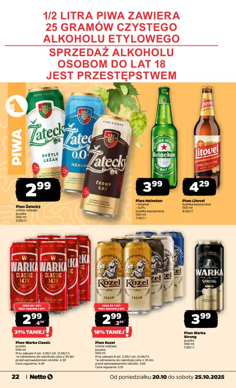 Netto - gazetka promocyjna Gazetka Spożywcza od poniedziałku 20.10 do soboty 25.10 - strona 22