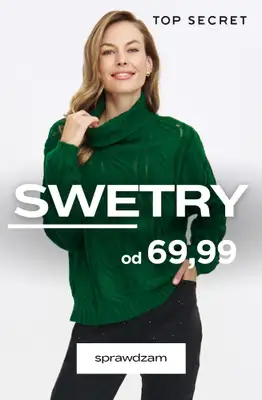 Top Secret - gazetka promocyjna Ciepłe swetry już od 69,99 zł od czwartku 16.10 do wtorku 28.10
