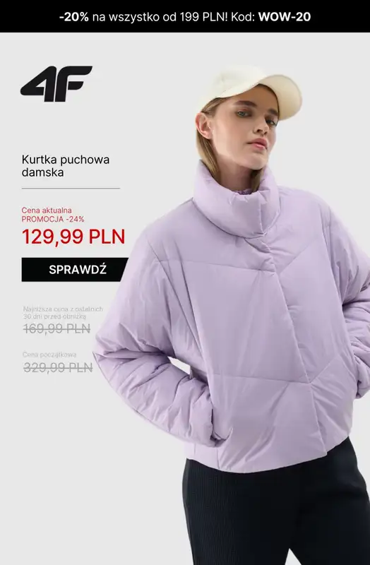4F - gazetka promocyjna Kurtki puchowe damskie – super okazje! od piątku 17.10 do niedzieli 26.10 - strona 5