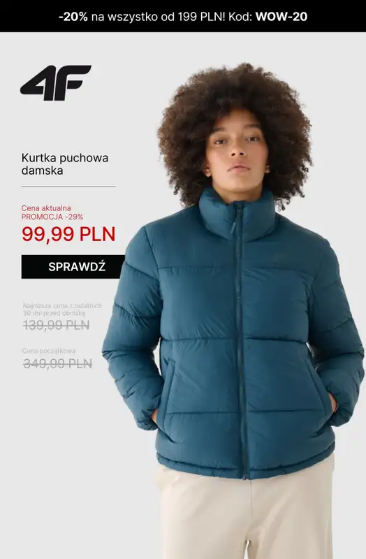 4F - gazetka promocyjna Kurtki puchowe damskie – super okazje!   - strona 2